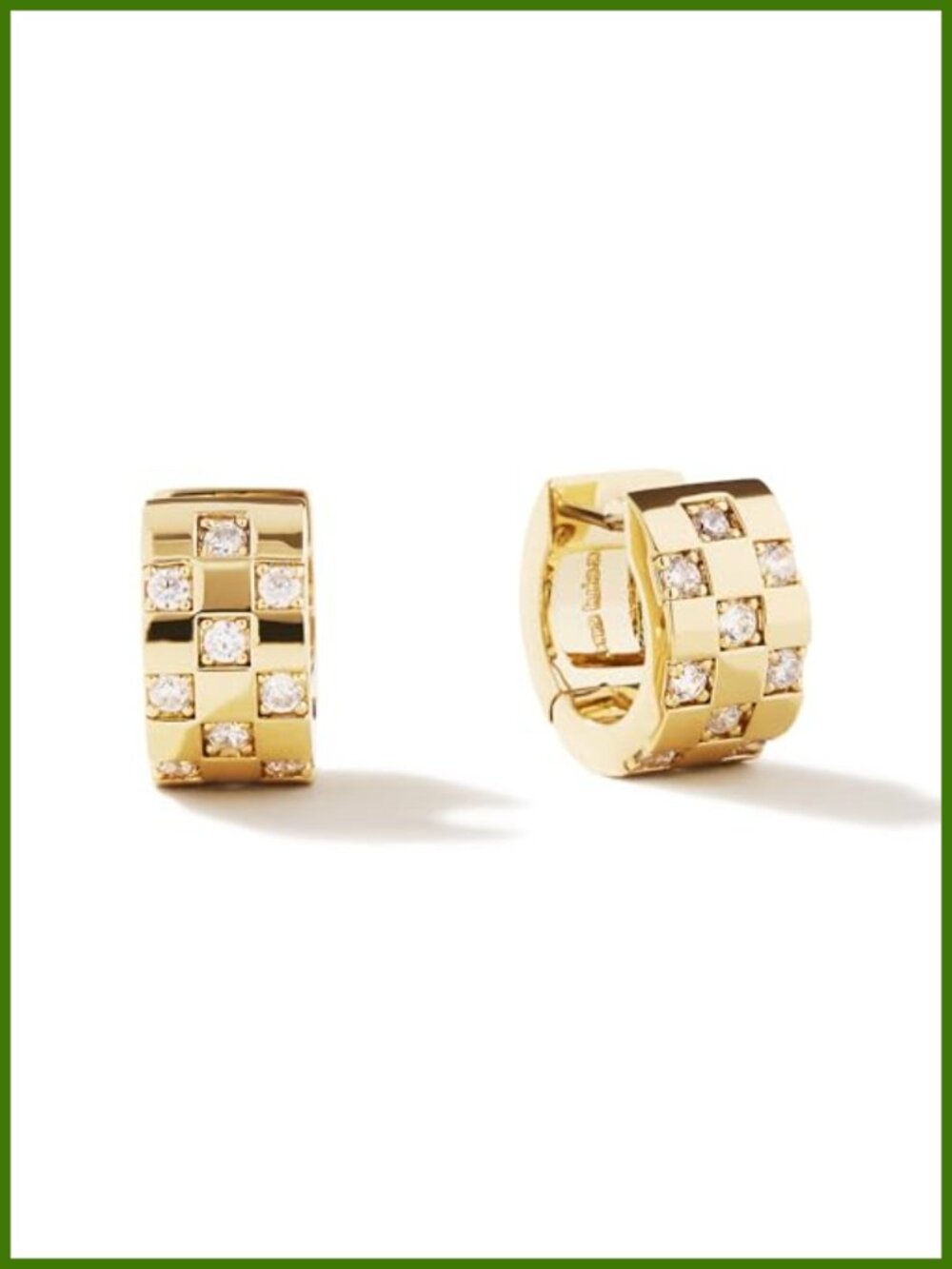14K Gold Plated Chunky Huggie Hoop Earrings Cubic Zirconia Hinged